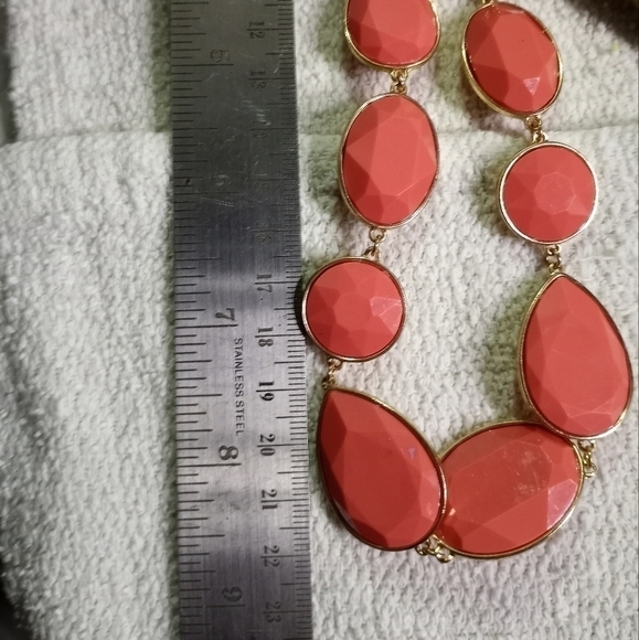 Goldtone orange time & tru statement runway necklace - Picture 2 of 5